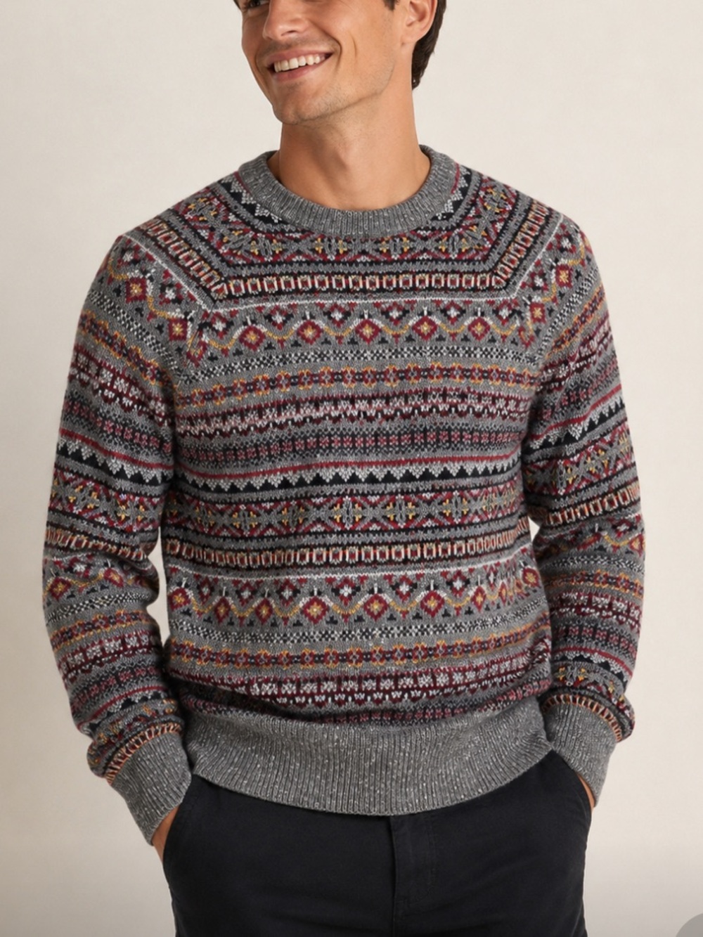 Goodfellow & Co Multicolor Patterned Christmas Crewneck Sweater
